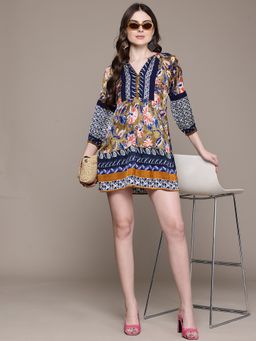 Label Ritu Kumar - Women Olive Floral Mini Dress