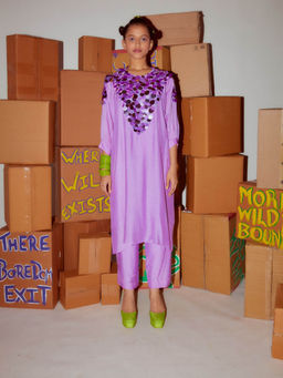 Nirmooha - Lilac Sequin Kurta & Pants (Set of 2)