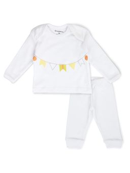 My Milestones - Pure Cotton Full Sleeves Tee & Jogger - White (Set of 2)