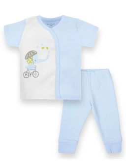 My Milestones - Half Sleeves Kimono Tee and Jogger - Baby Blue (Set of 2)