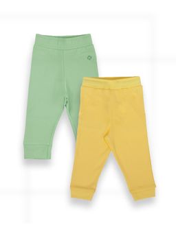My Milestones - Knit Full Length Track Pants Yellow and Sage Green (Pack of 2)