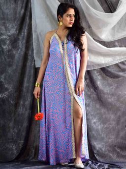 Sundarii - Waves Halter Neck Printed Dress