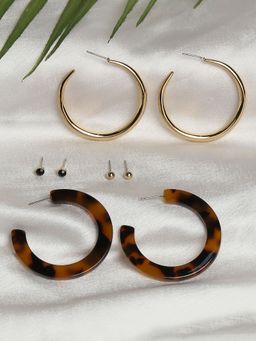 Lilly & Sparkle - Set of 4 Gold-Plated Contemporary Hoop Earrings