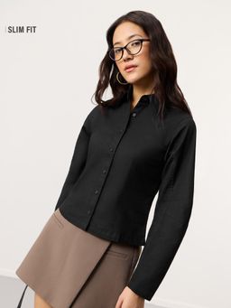 The Souled Store - Tailored Solid Phantom Women Fitted Shirt
