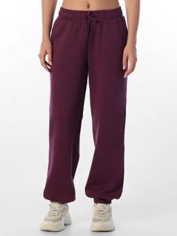 ONLY - Women'S Solid Regular Fit Low-Rise Wine Joggers