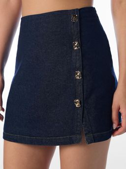 ONLY - Women'S Solid Regular Fit High-Rise Blue Skorts