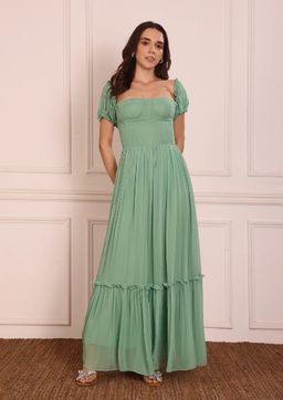 SEORAA - Theresa Leaf Green Dress
