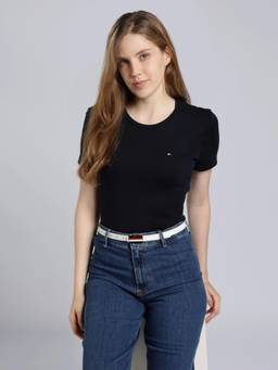 Tommy Hilfiger - Navy Blue Solid Regular Fit Cotton T-Shirt