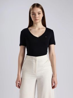 Tommy Hilfiger - Navy Blue Solid Slim Fit Cotton T-Shirt