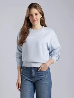 Tommy Hilfiger - Blue Regular Fit Cotton Crew Neck Sweatshirt
