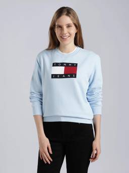 Tommy Hilfiger - Blue Regular Fit Cotton Crew Neck Sweatshirt