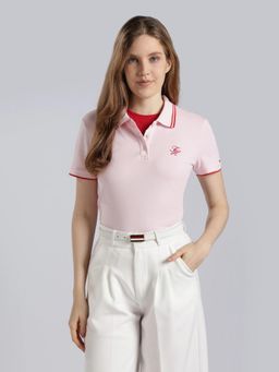 Tommy Hilfiger - Pink Solid Regular Fit Cotton Polo T-Shirt