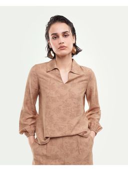 RAREISM - Rare Rabbit Women's Yev-T Light Brown Viscose Blend Top