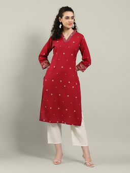 MEENA BAZAAR - Printed Magenta Cotton Kurta