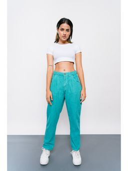 FREAKINS - Tame Teal Pleated Slouchy Jeans