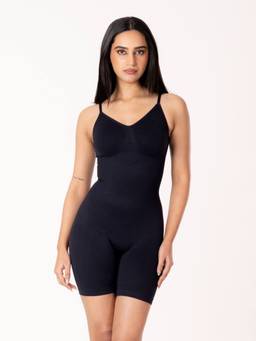 Shapercult - Premium Mid Thigh Bodysuit -Black