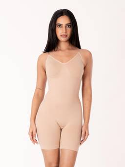 Shapercult - Premium Mid Thigh Bodysuit -Beige