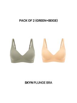 Shapercult - Skyn Plunge Bra-Pack of 2-Beige-Green