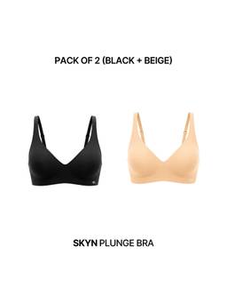 Shapercult - Skyn Plunge Bra-Pack of 2-Beige-Black