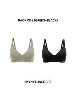 Shapercult - Skyn Plunge Bra-Pack of 2-Green-Black