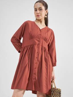 TOKYO TALKIES - Rust A-Line Dress