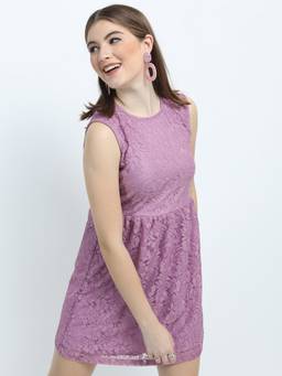 TOKYO TALKIES - Purple Floral Lace Mini Dress