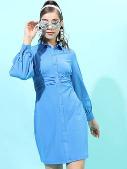 TOKYO TALKIES - Women Blue Shirt Mini Dress