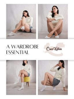 CrossKulture - White No Show Trainer Ankle Length Crew Socks (Pack of 4)