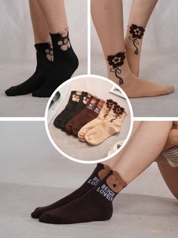 CrossKulture - Women Assorted Style Crew Socks (Pack of 3)