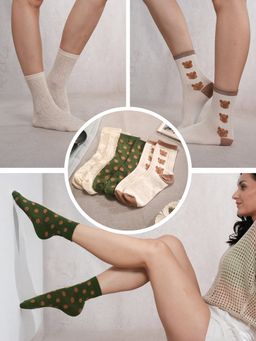 CrossKulture - Women Multi-Color Ankle Socks (Pack of 3)