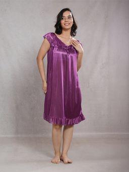 CrossKulture - Women Satin Purple Night Dress