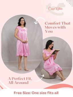 CrossKulture - Women Satin Pink Night Dress