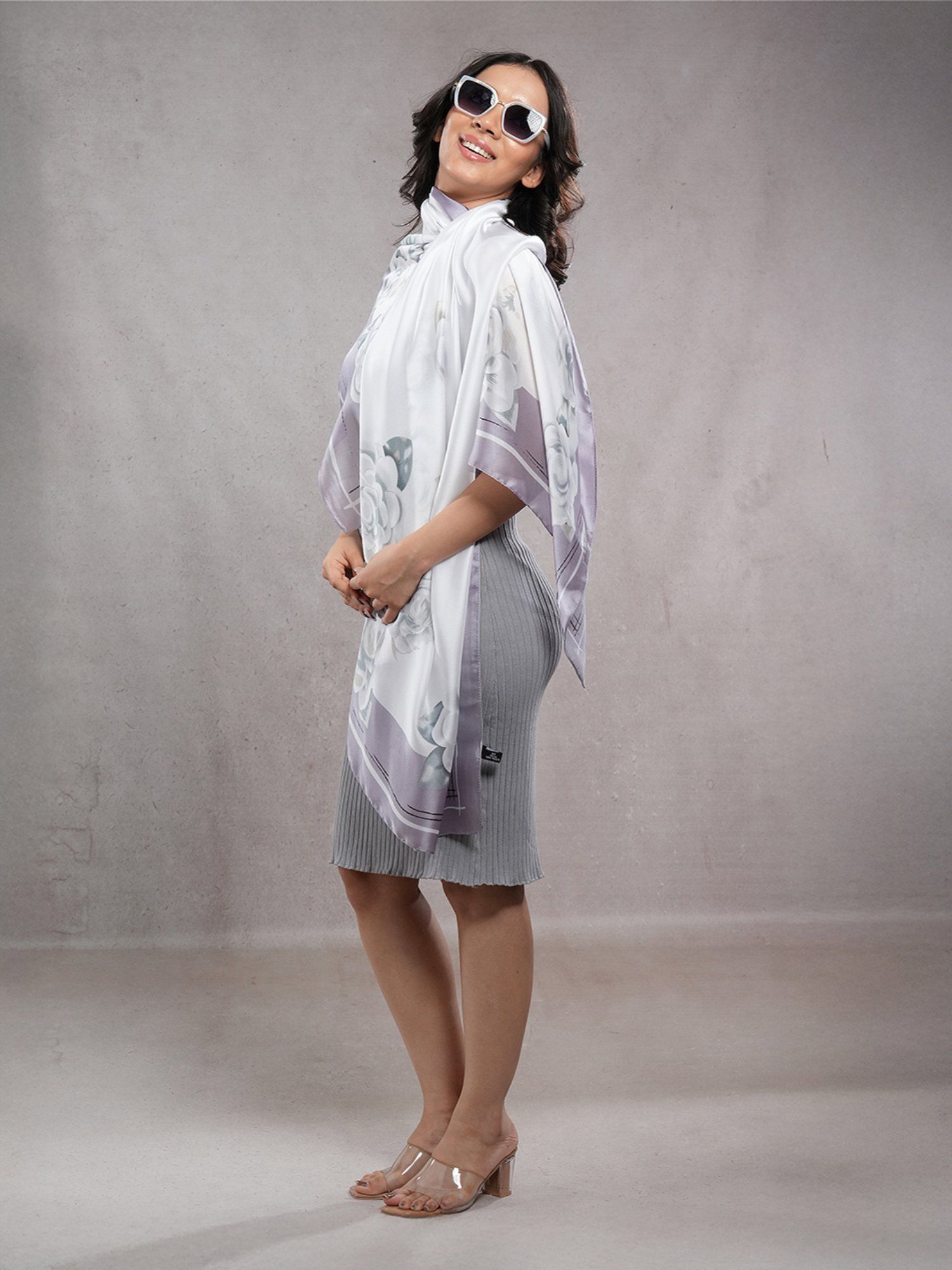 crosskulture Lavender Satin Printed Scarf-picture-18