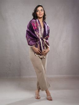 CrossKulture - Purple Satin Printed Scarf