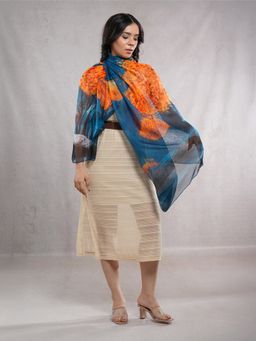 CrossKulture - Blue Chiffon Printed Scarf