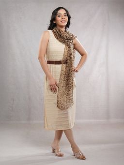 CrossKulture - Brown Chiffon Animal Print Scarf