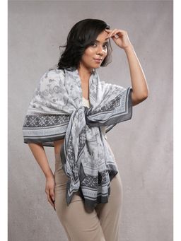 CrossKulture - Grey Viscose Printed Scarf