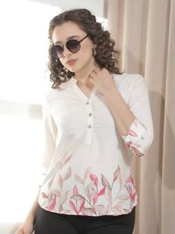 CRIMSOUNE CLUB - Women's White Floral Top
