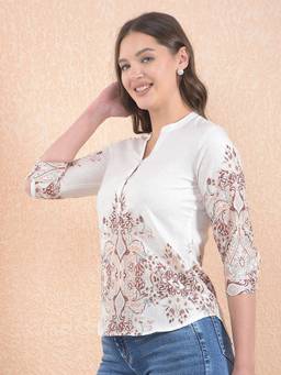 CRIMSOUNE CLUB - Women's White Printed Top