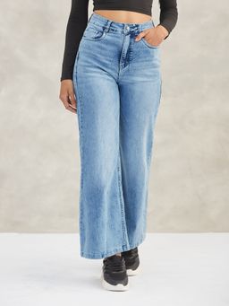 DOLCE CRUDO - Women's Light Blue Wide-Leg Stretchable Jeans