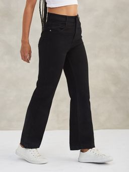 DOLCE CRUDO - Women's Black Straight Stretchable Jeans