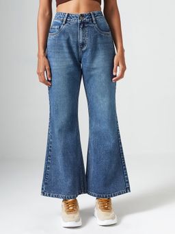 DOLCE CRUDO - Women's High-Rise Navy Blue ]Bootcut Jeans