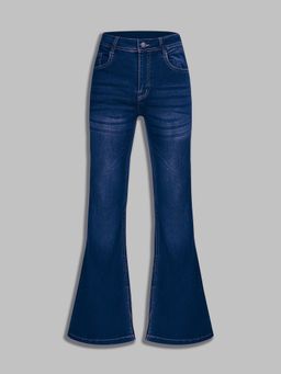 DOLCE CRUDO - Women's Blue Bootcut Mid Rise Stretchable Jeans