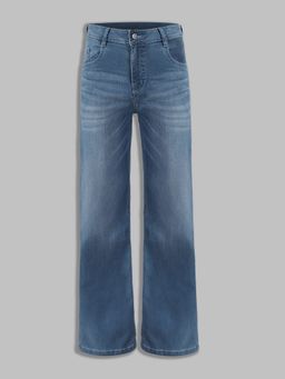 DOLCE CRUDO - Women's Light Blue Wide-Leg Mid Rise Denim Jeans