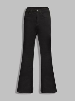 DOLCE CRUDO - Women's Black Bootcut High Rise Stretchable Jeans