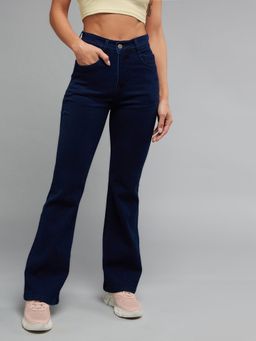 DOLCE CRUDO - Women's Navy Blue Bootcut High Rise Jeans