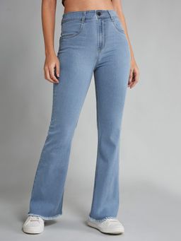 DOLCE CRUDO - Women's Light Blue Bootcut High Rise Stretchable Jeans