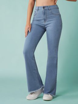 DOLCE CRUDO - Women's Light Blue Bootcut High Rise Stretchable Jeans