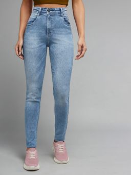 DOLCE CRUDO - Women's Light Blue Slim Fit High Rise Stretchable Jeans