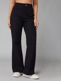 DOLCE CRUDO - Women's Black Bootcut High Rise Stretchable Jeans